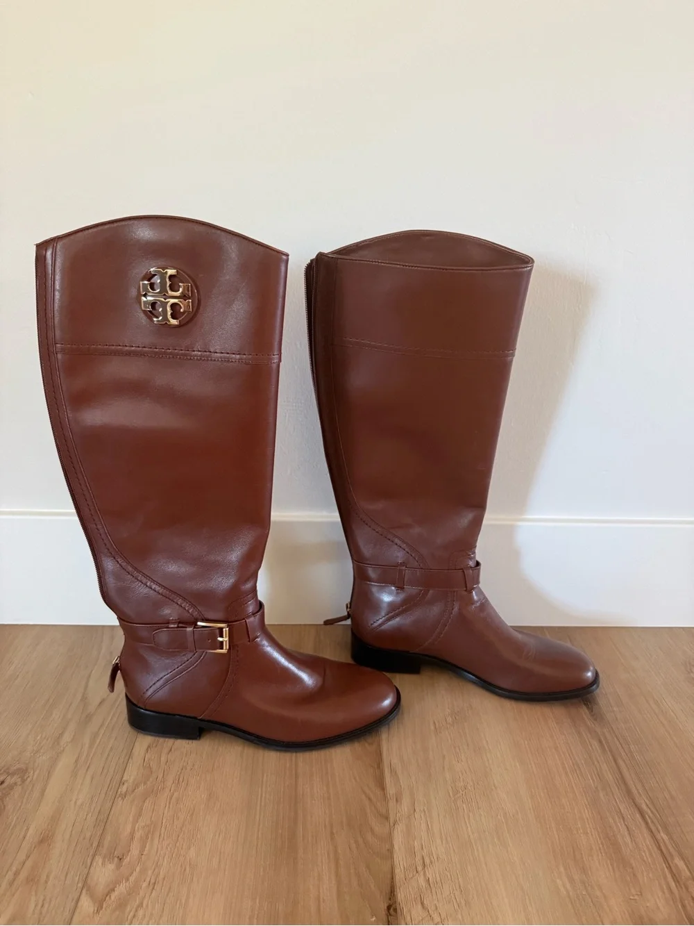 Tory Burch Brown Leather Riding Boots Adeline